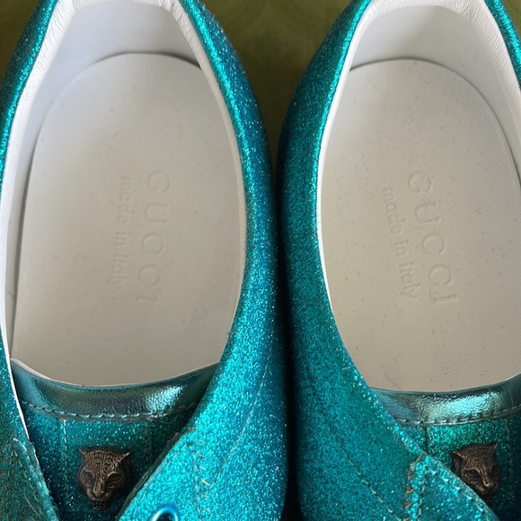 RARE Authentic Gucci Bambi Blue glitter sneakers - Picture 4 of 6